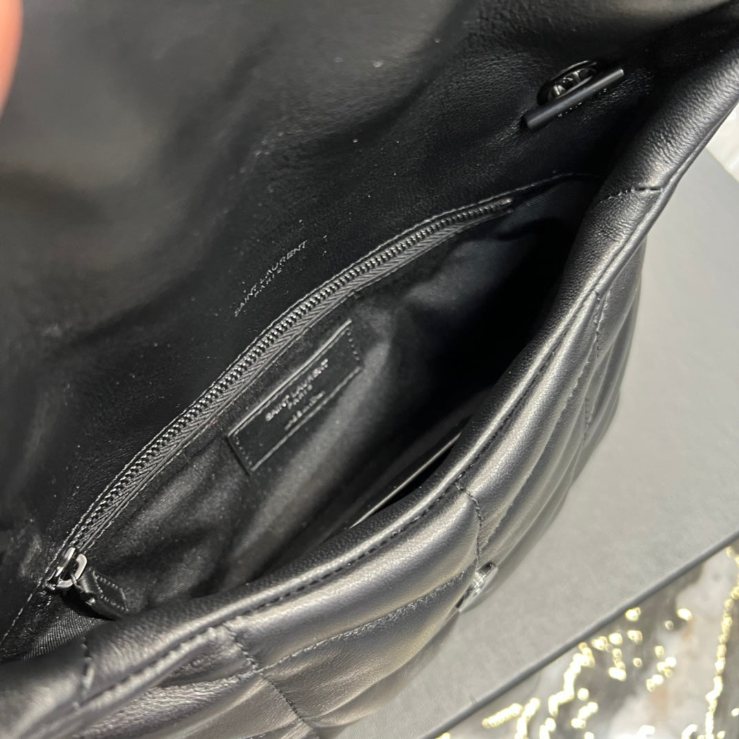 Saint Laurent Loulou Puffer Small Bag in Quilted Lambskin Leather - Black