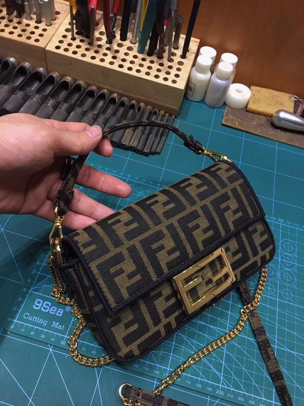 Fendi Vintage Zucca Canvas Mini Baguette Shoulder Bag - Brown Monogram