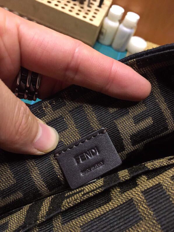 Fendi Mini Baguette Bag in Tobacco Zucca Canvas with Gold-Tone FF Buckle