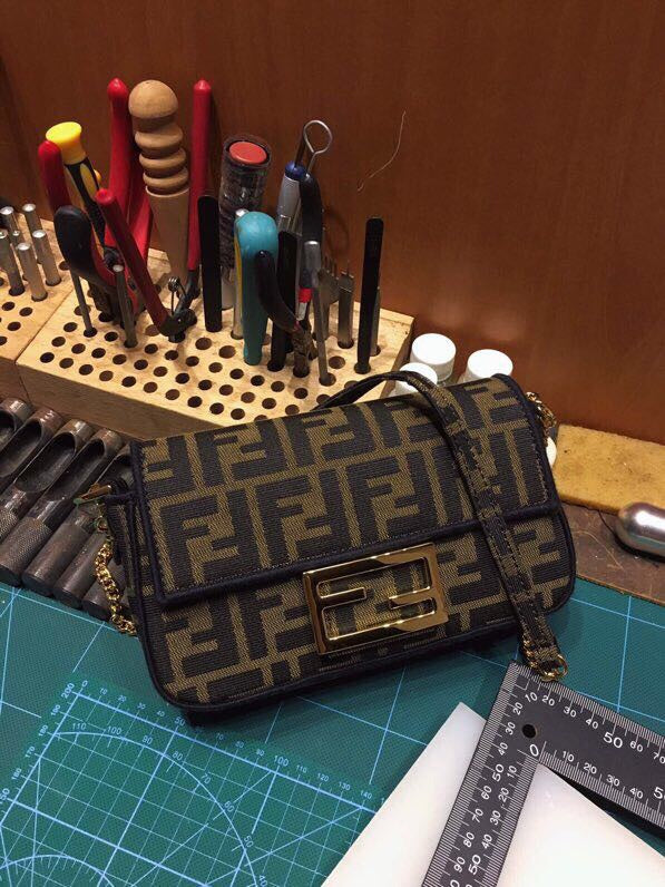 Fendi Vintage Zucca Canvas Mini Baguette Shoulder Bag - Brown Monogram