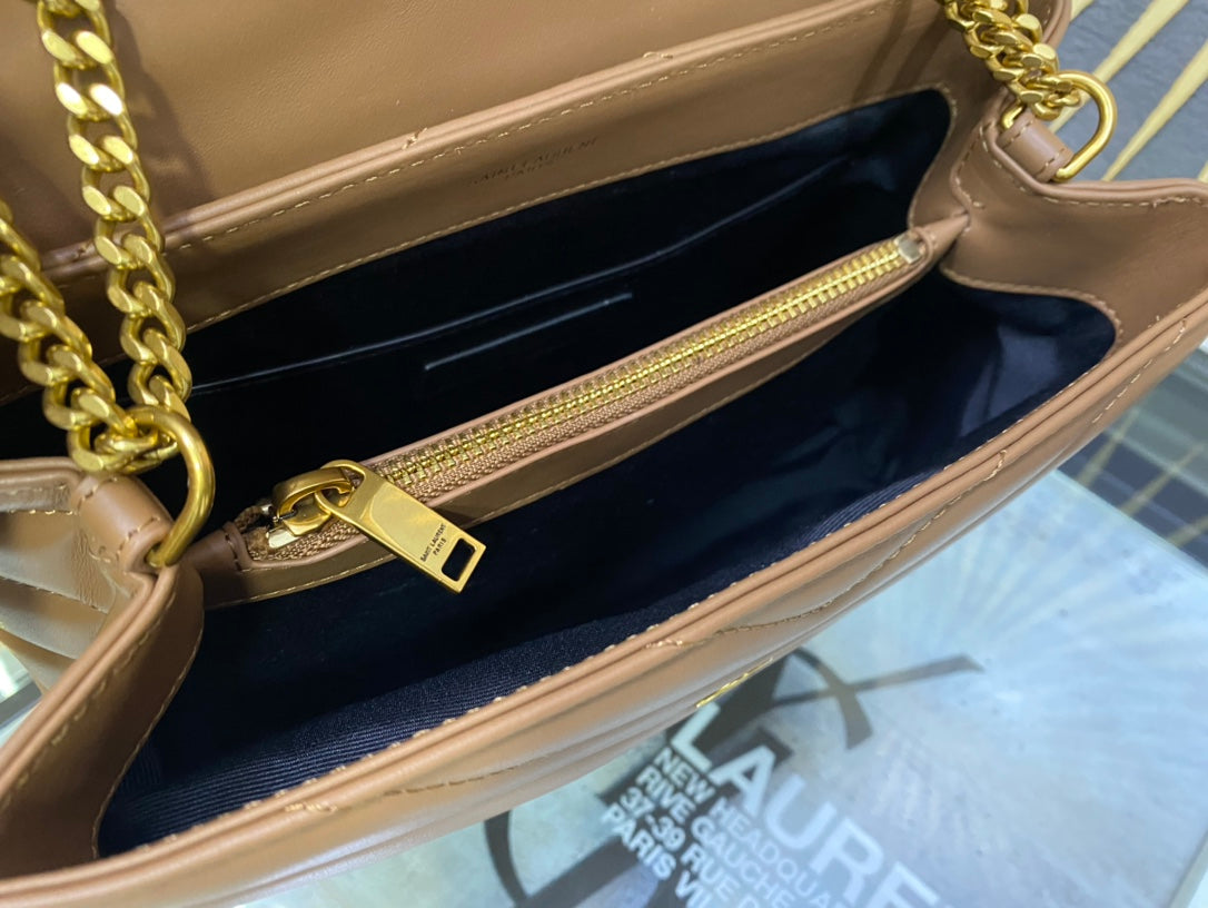 Saint Laurent Loulou Small Quilted Leather Shoulder Bag - Tan