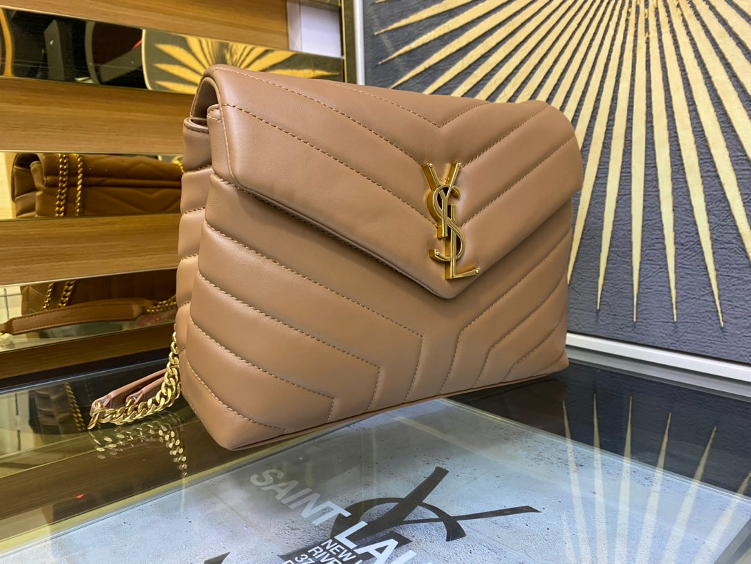 Saint Laurent Loulou Small Quilted Leather Shoulder Bag - Tan