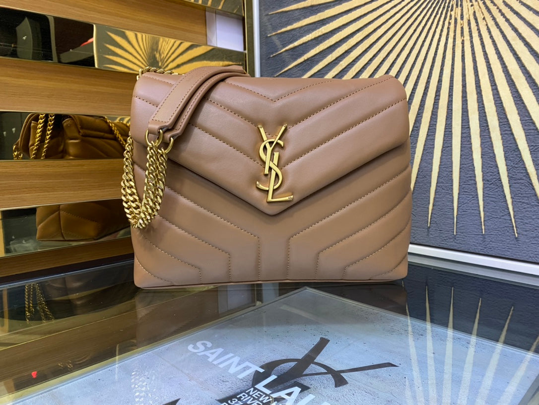 Saint Laurent Loulou Small Quilted Leather Shoulder Bag - Tan