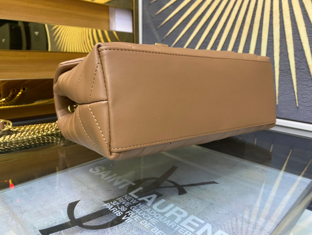 Saint Laurent Loulou Small Quilted Leather Shoulder Bag - Tan