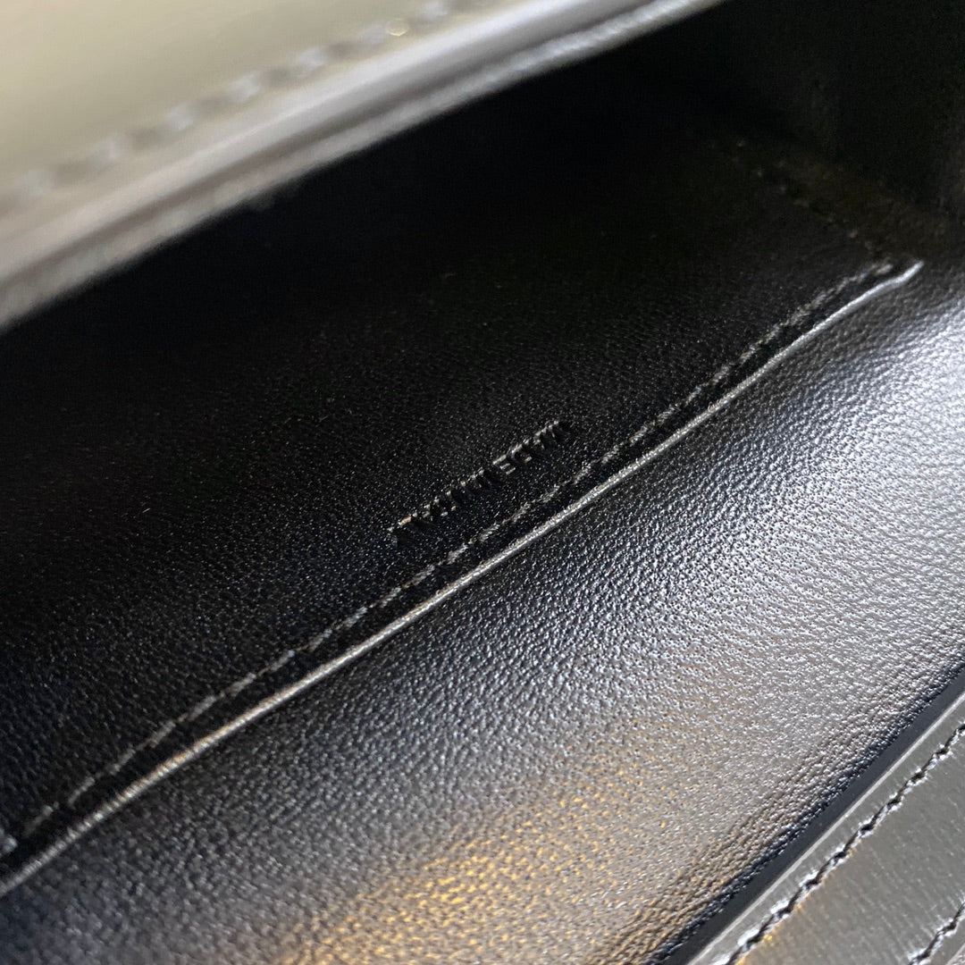 Mini Black Leather Crossbody Bag with Gold Triomphe Clasp