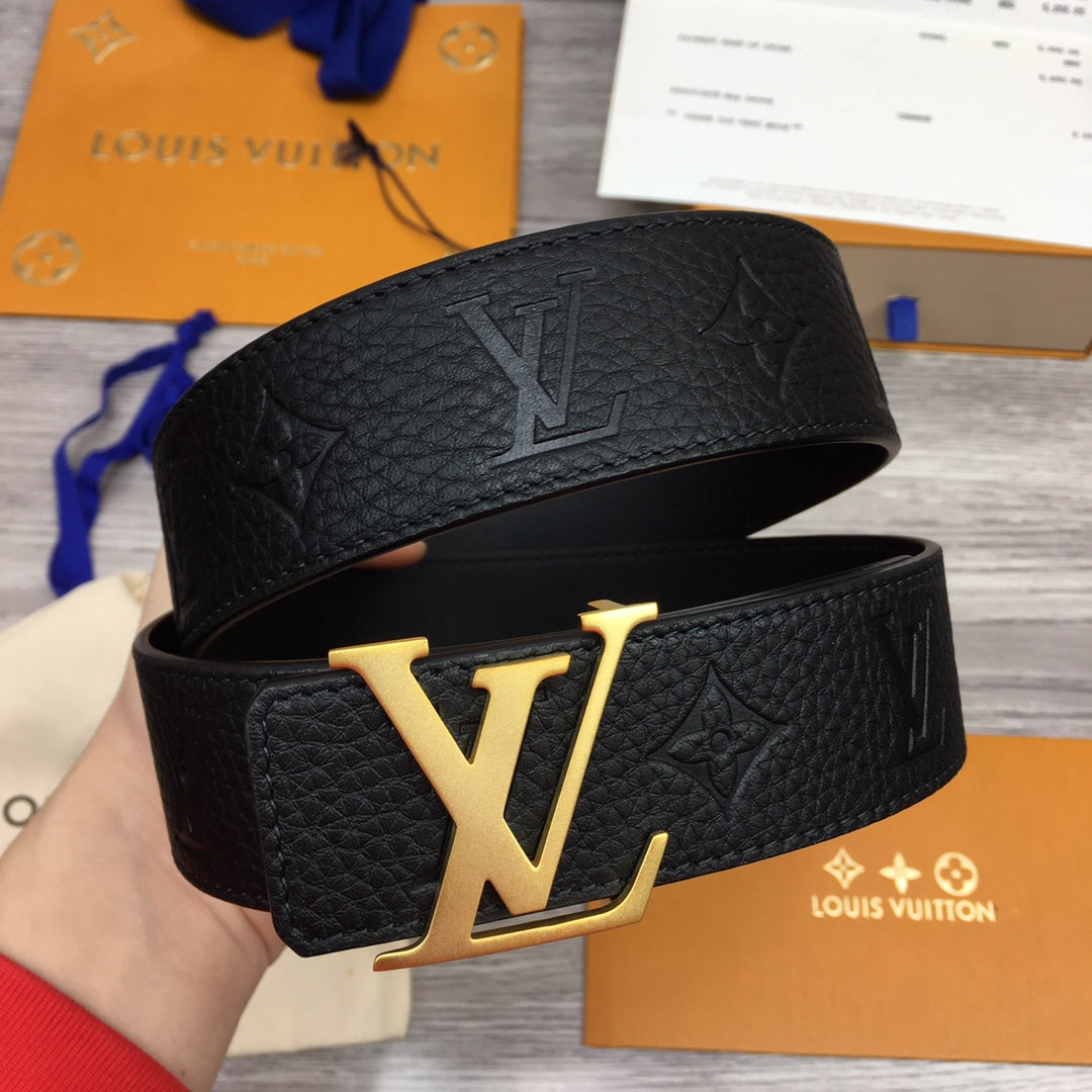Louis Vuitton LV Initiales 40mm Belt - Black Monogram Empreinte Leather with Gold Buckle