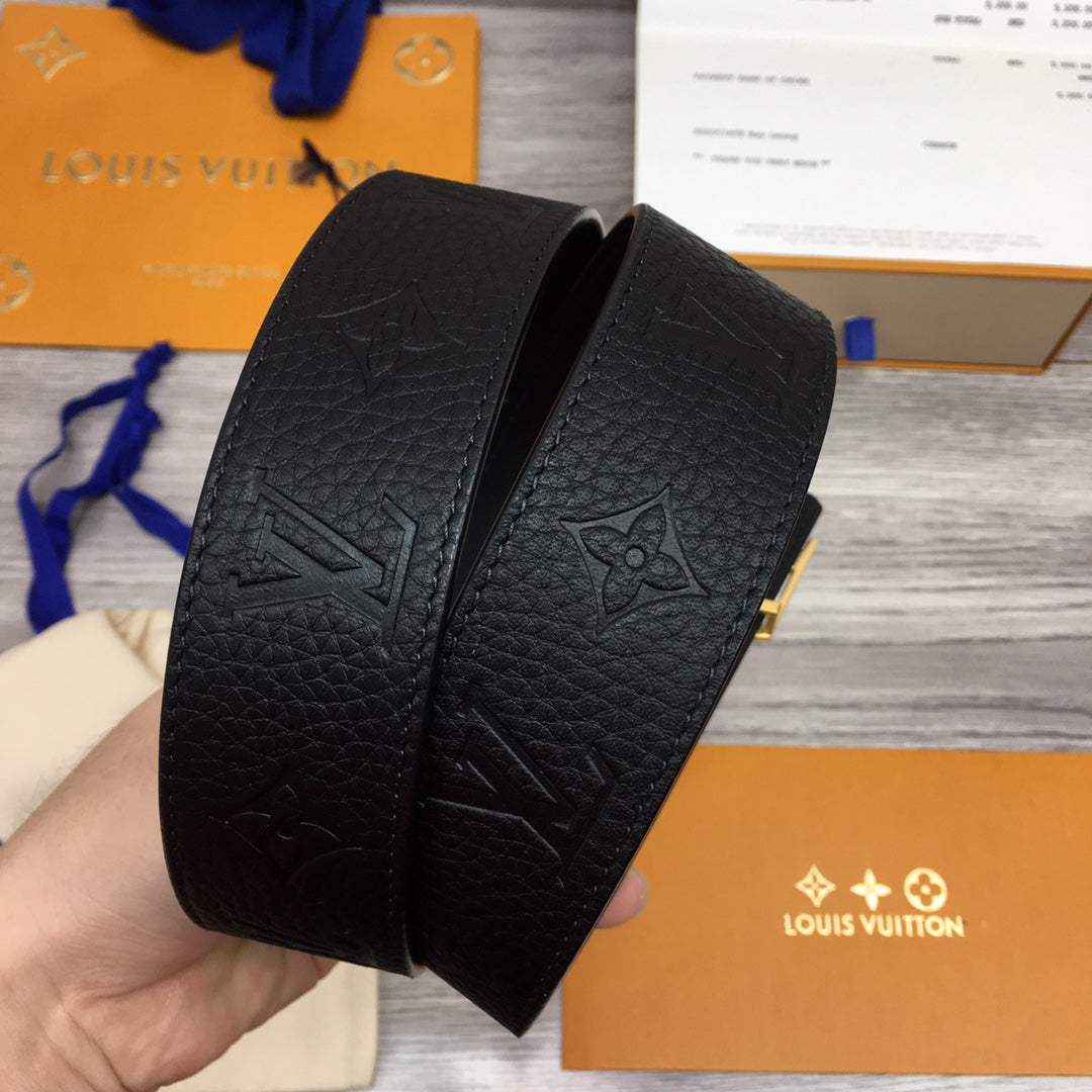 Louis Vuitton LV Initiales 40mm Belt - Black Monogram Empreinte Leather with Gold Buckle