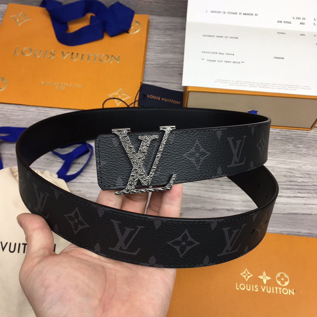Louis Vuitton LV Initiales Monogram Eclipse 40mm Belt with Crystal Strass Buckle - Black/Grey