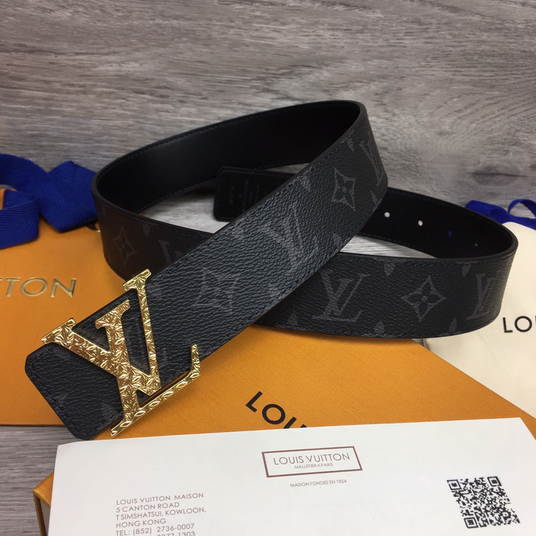 Louis Vuitton LV Initiales Monogram Eclipse 40mm Belt with Crystal Strass Buckle - Black/Grey