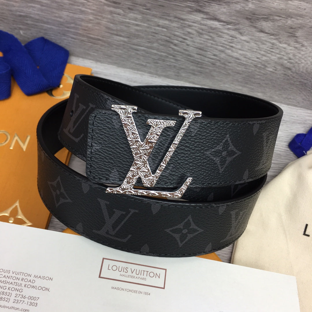 Louis Vuitton LV Initiales Monogram Eclipse 40mm Belt with Crystal Strass Buckle - Black/Grey
