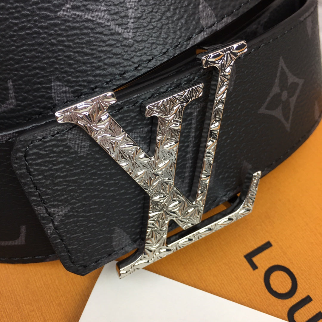 Louis Vuitton LV Initiales Monogram Eclipse 40mm Belt with Crystal Strass Buckle - Black/Grey