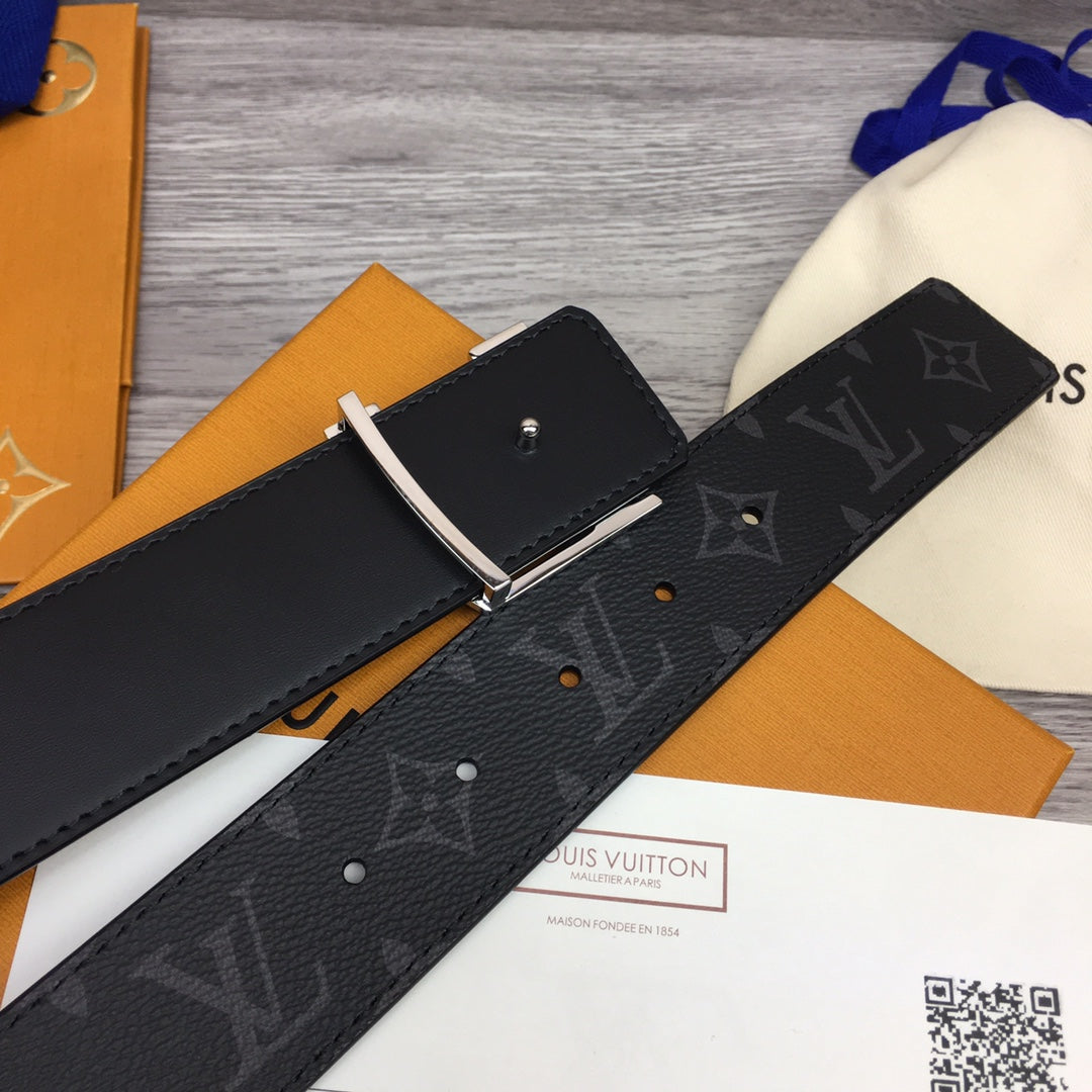 Louis Vuitton LV Initiales Monogram Eclipse 40mm Belt with Crystal Strass Buckle - Black/Grey