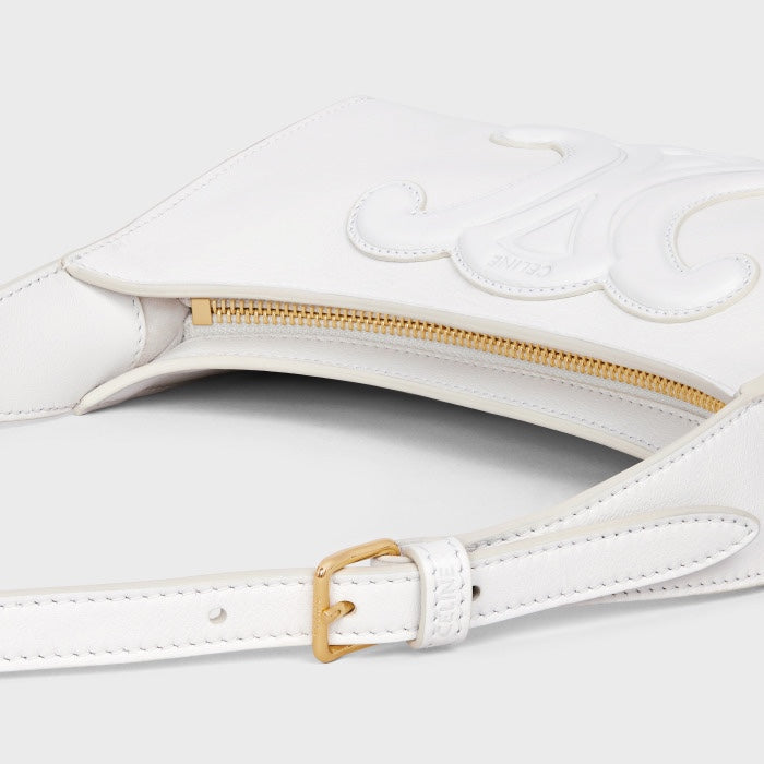 Celine Ava Shoulder Bag in Smooth Calfskin with Cuir Triomphe - White