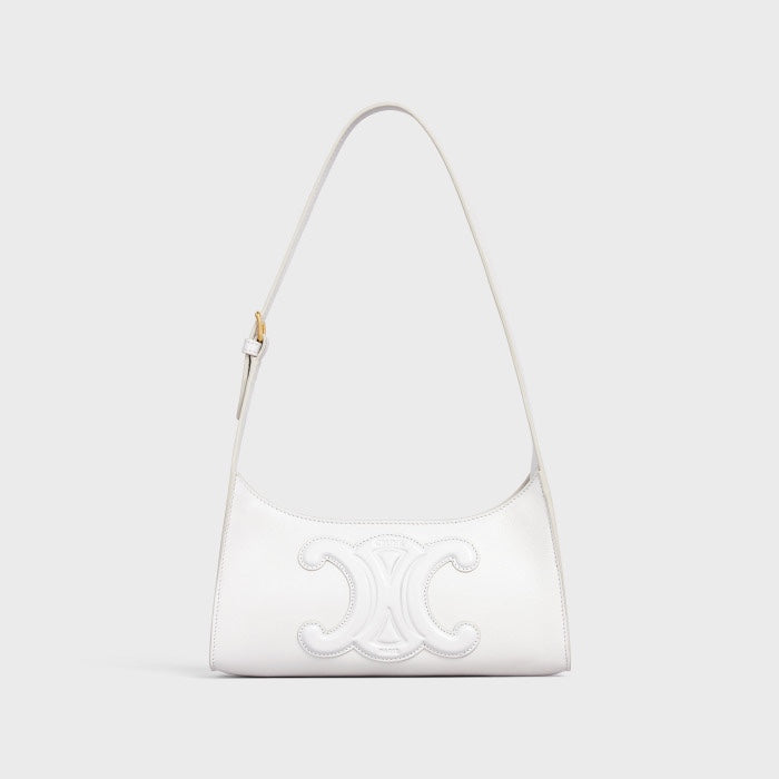 Celine Ava Shoulder Bag in Smooth Calfskin with Cuir Triomphe - White