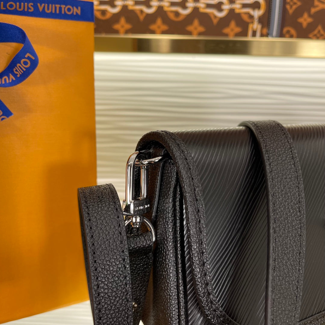 Louis Vuitton Monogram Empreinte Leather Bag, Black Crossbody Shoulder Bag