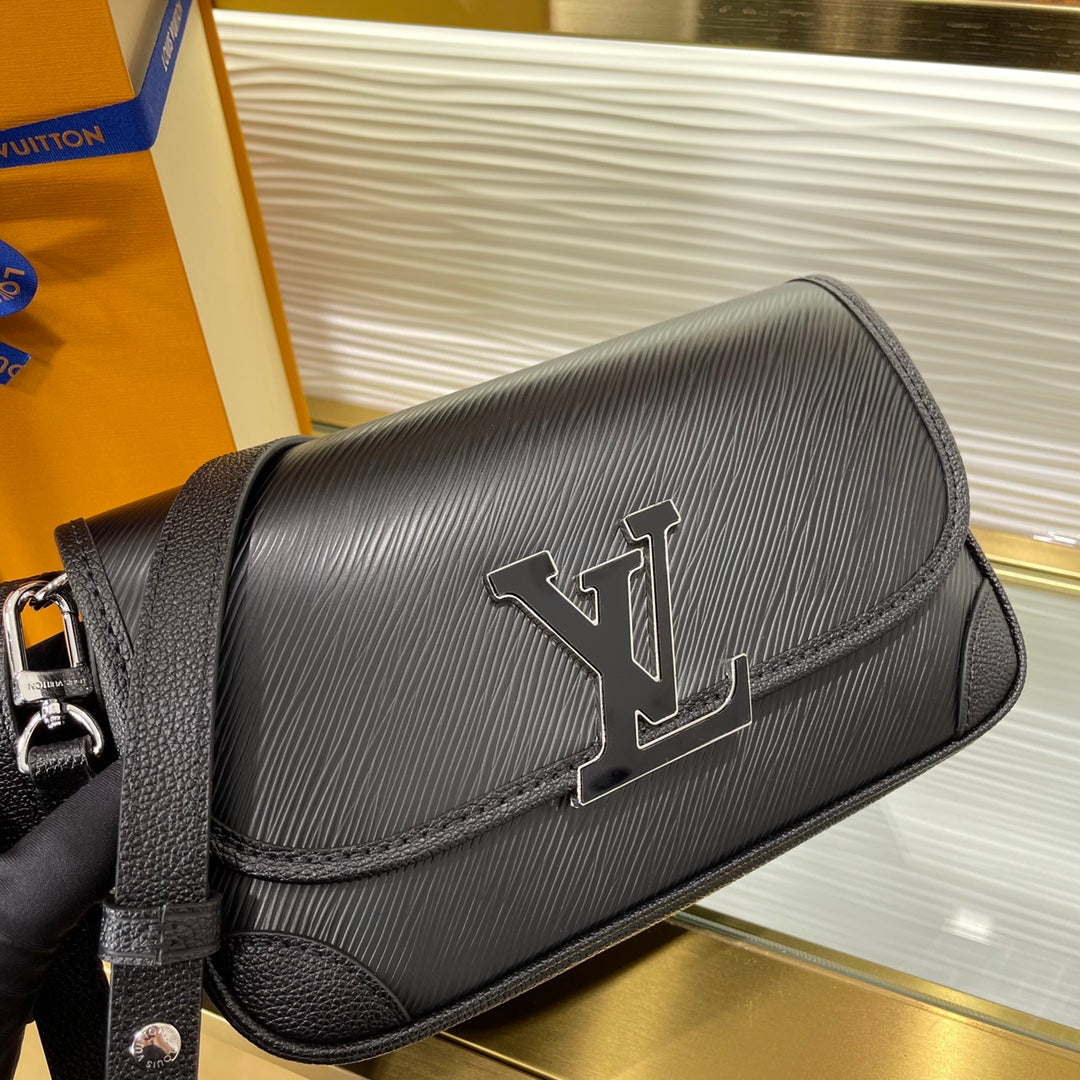 Louis Vuitton Monogram Empreinte Leather Bag, Black Crossbody Shoulder Bag