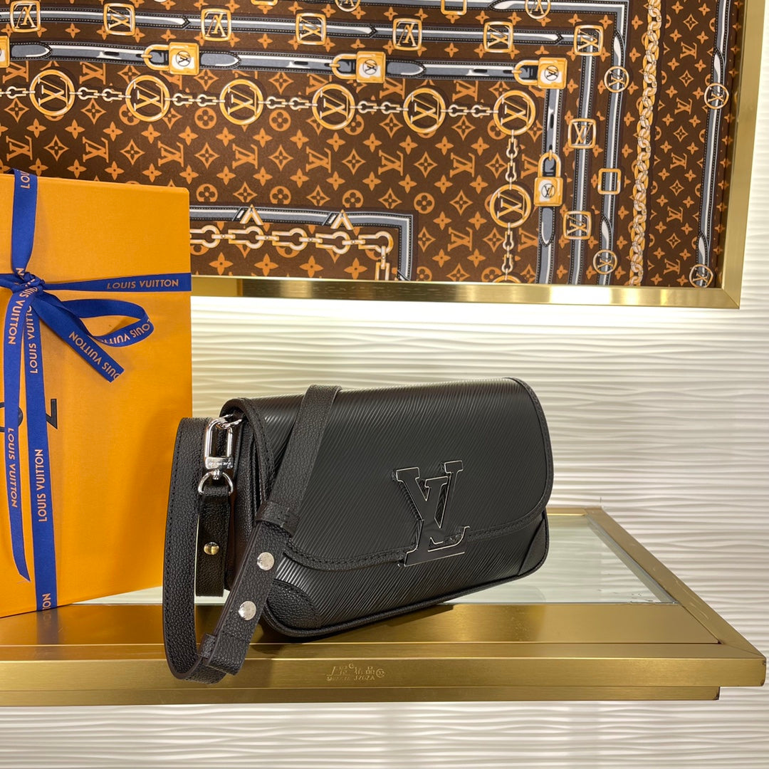 Louis Vuitton Monogram Empreinte Leather Bag, Black Crossbody Shoulder Bag