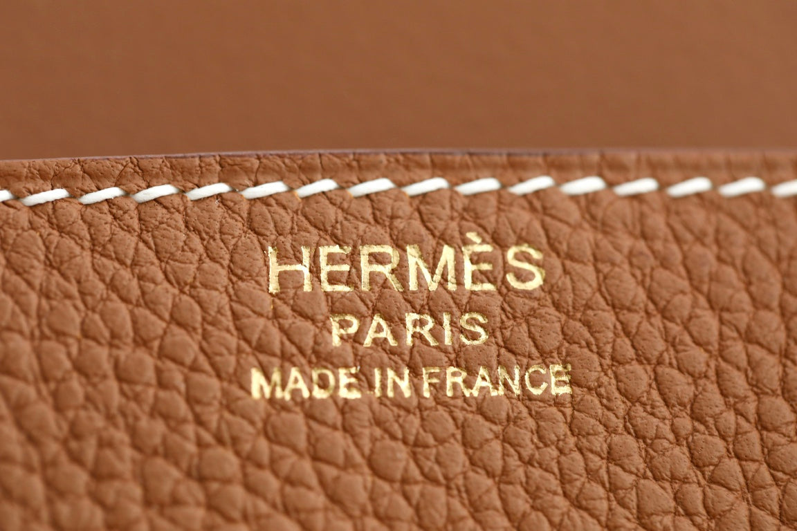 Luxury Tan Leather Top Handle Handbag with Gold-Tone Hardware