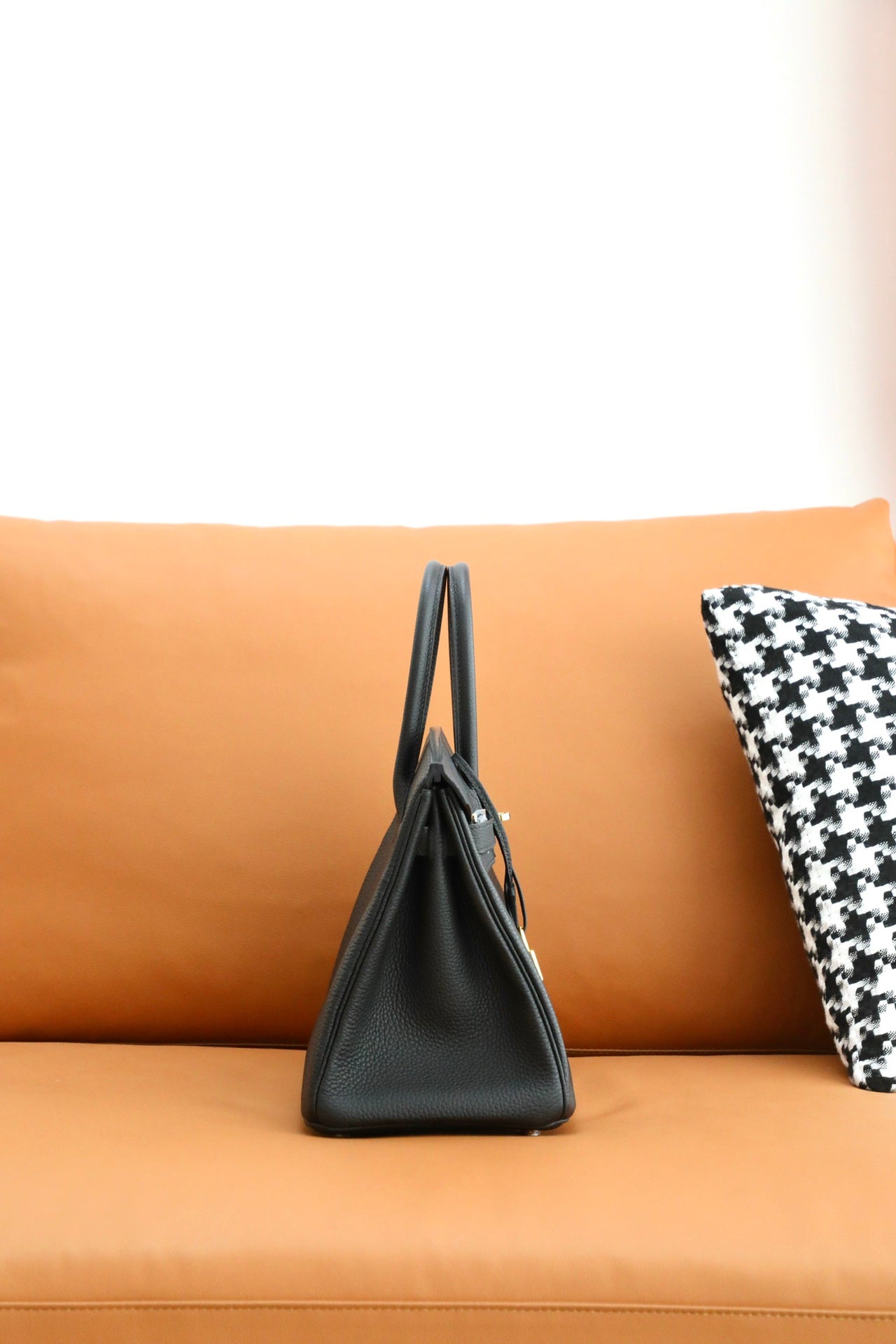 Luxury Black Leather Top Handle Handbag with Gold-Tone Hardware