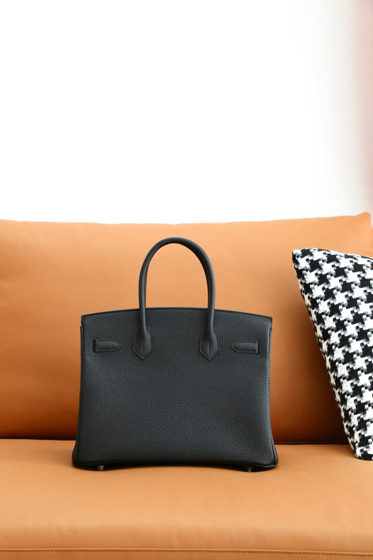 Luxury Black Leather Top Handle Handbag with Gold-Tone Hardware