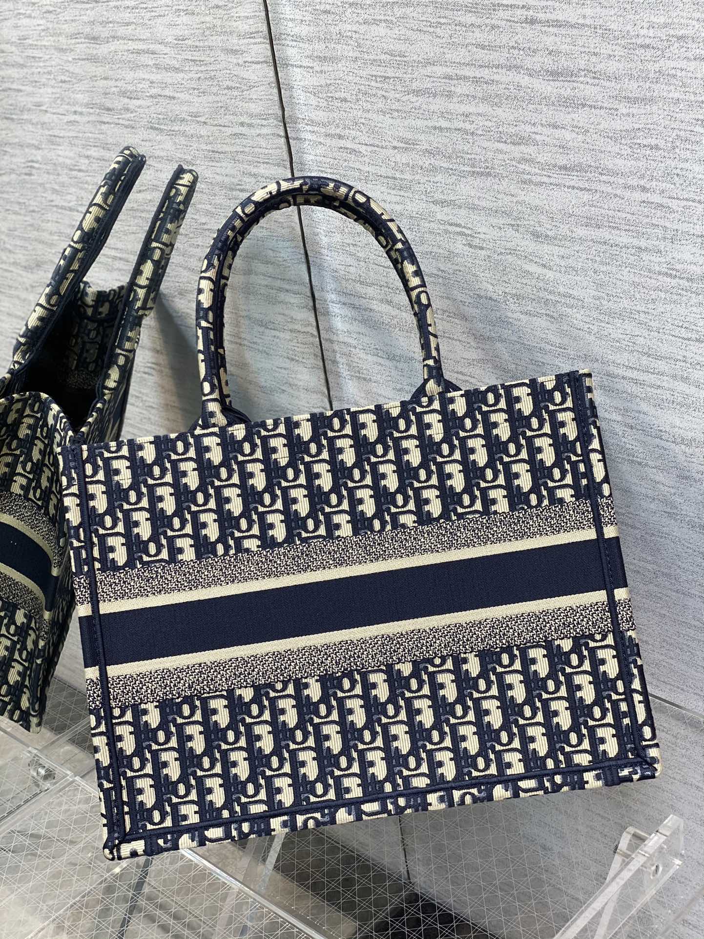 Christian Dior Book Tote - Blue Dior Oblique Embroidery - Luxury Canvas Handbag