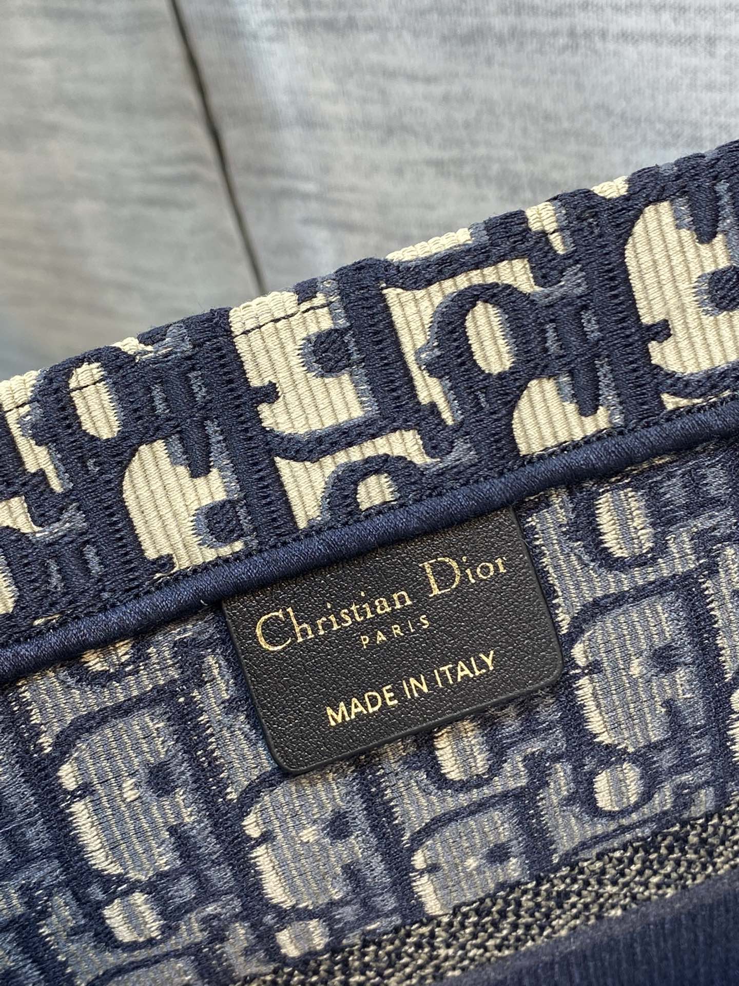 Christian Dior Medium Book Tote Blue Dior Oblique Embroidery Handbag