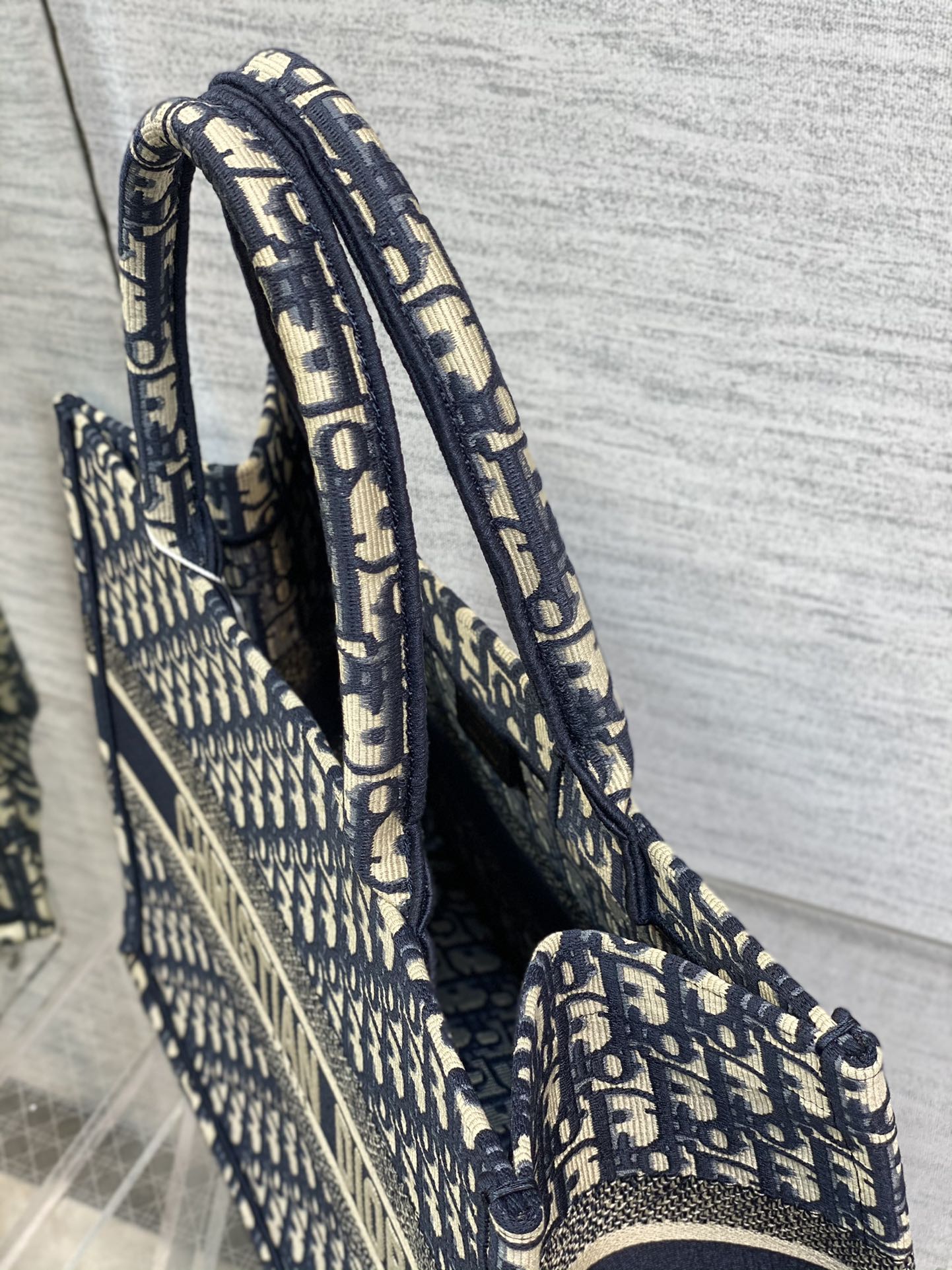 Christian Dior Book Tote - Blue Dior Oblique Embroidery - Luxury Canvas Handbag