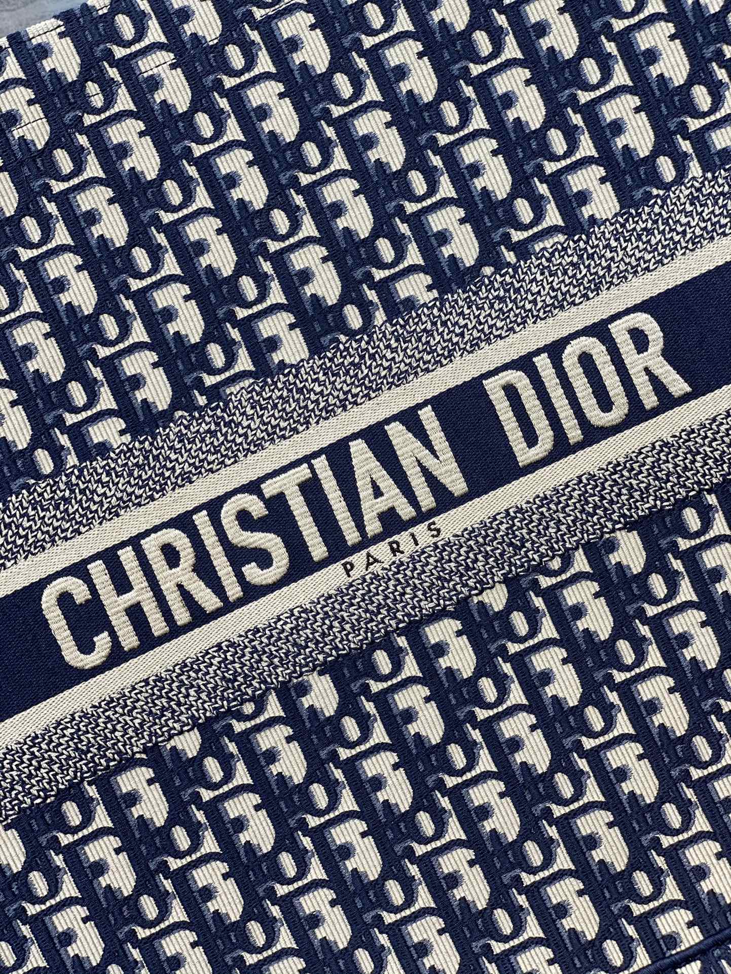 Christian Dior Large Book Tote Blue Dior Oblique Embroidery