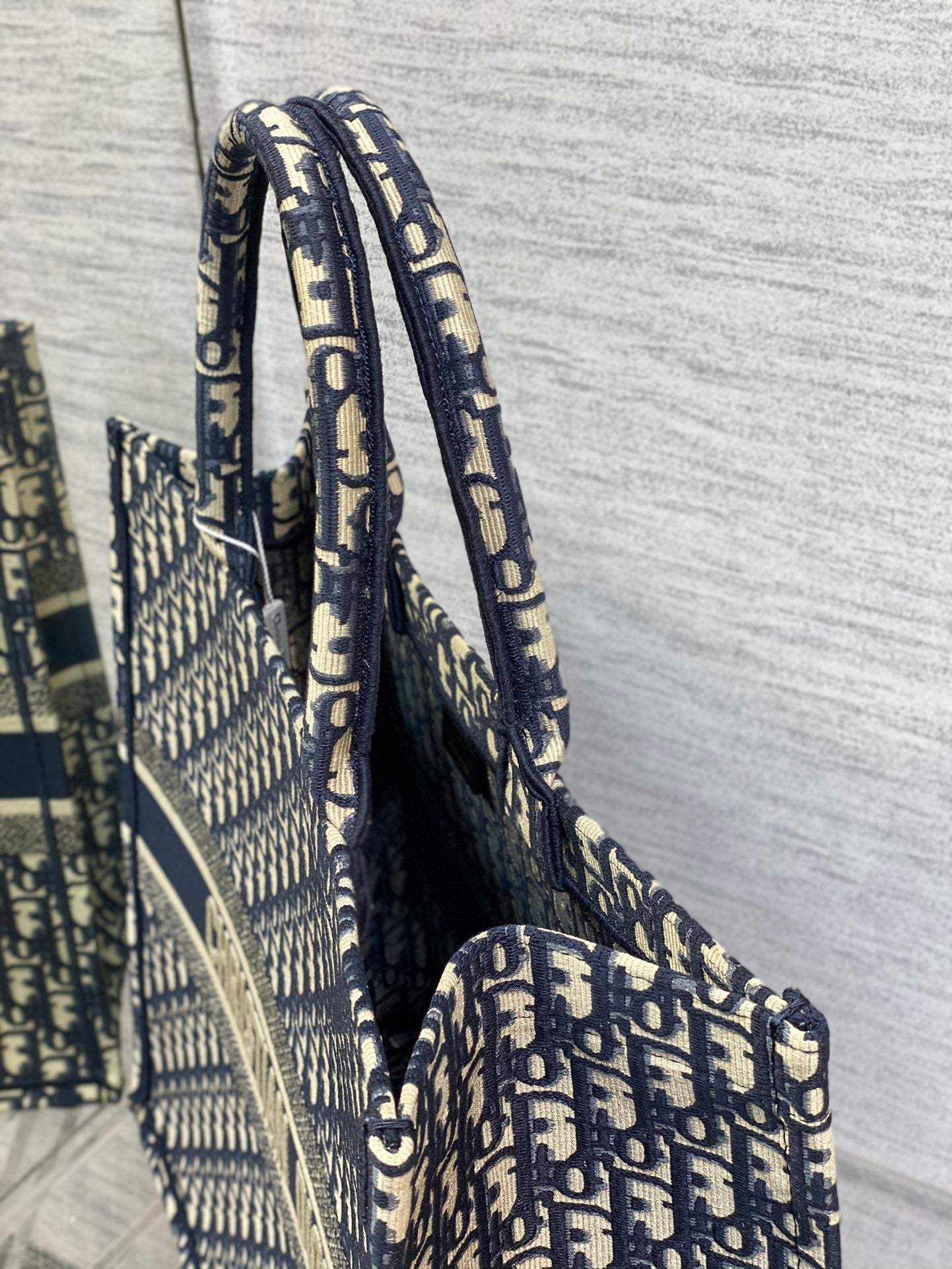 Christian Dior Large Book Tote Blue Dior Oblique Embroidery
