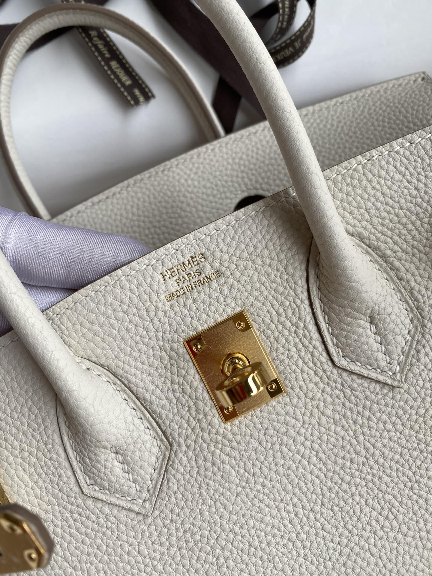 Luxury Cream Leather Handbag with Gold-Tone Hardware - Classic Top Handle Design