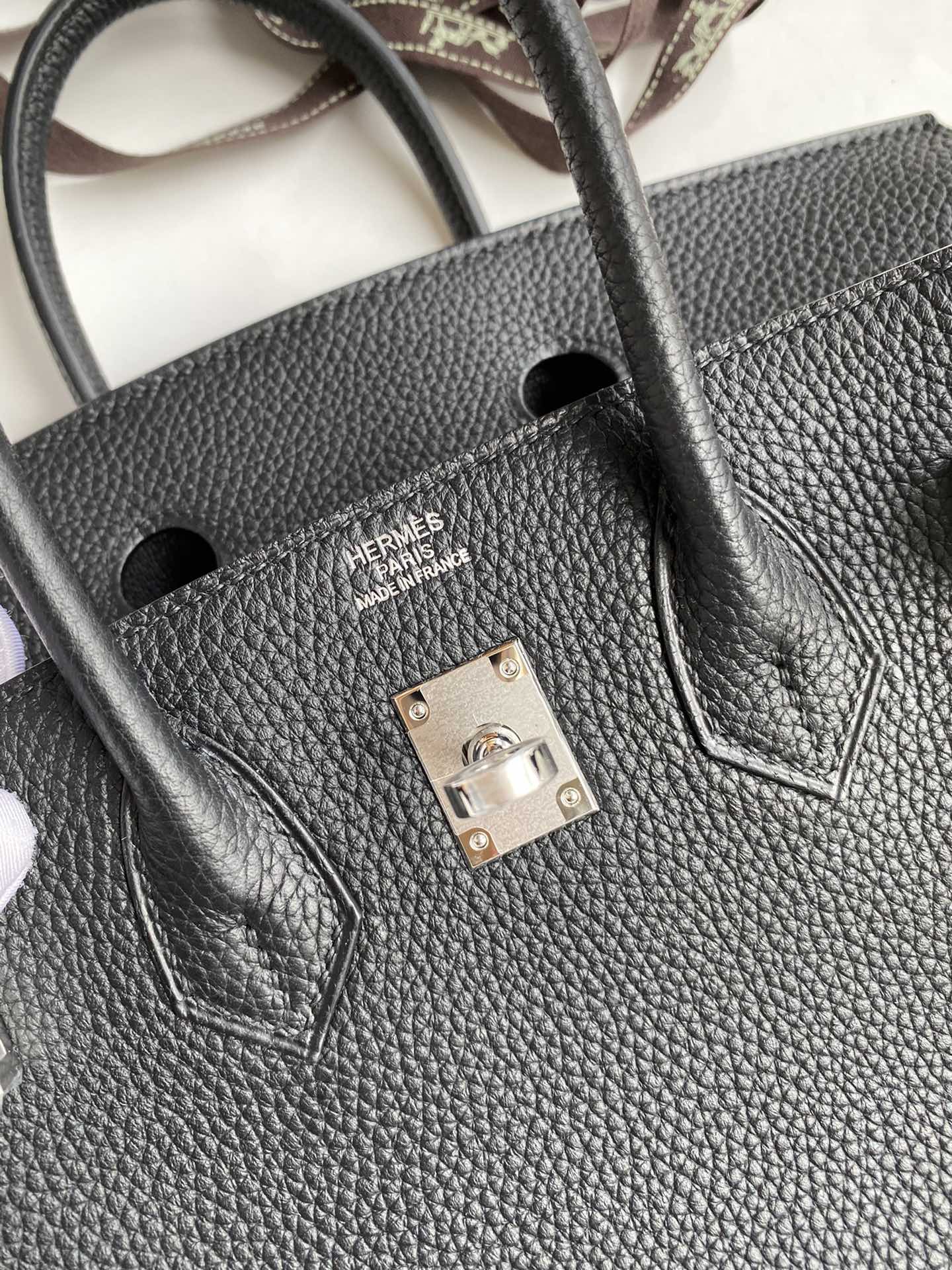 Hermès Birkin 25 Black Epsom Leather with Palladium Hardware and Rodeo Charm