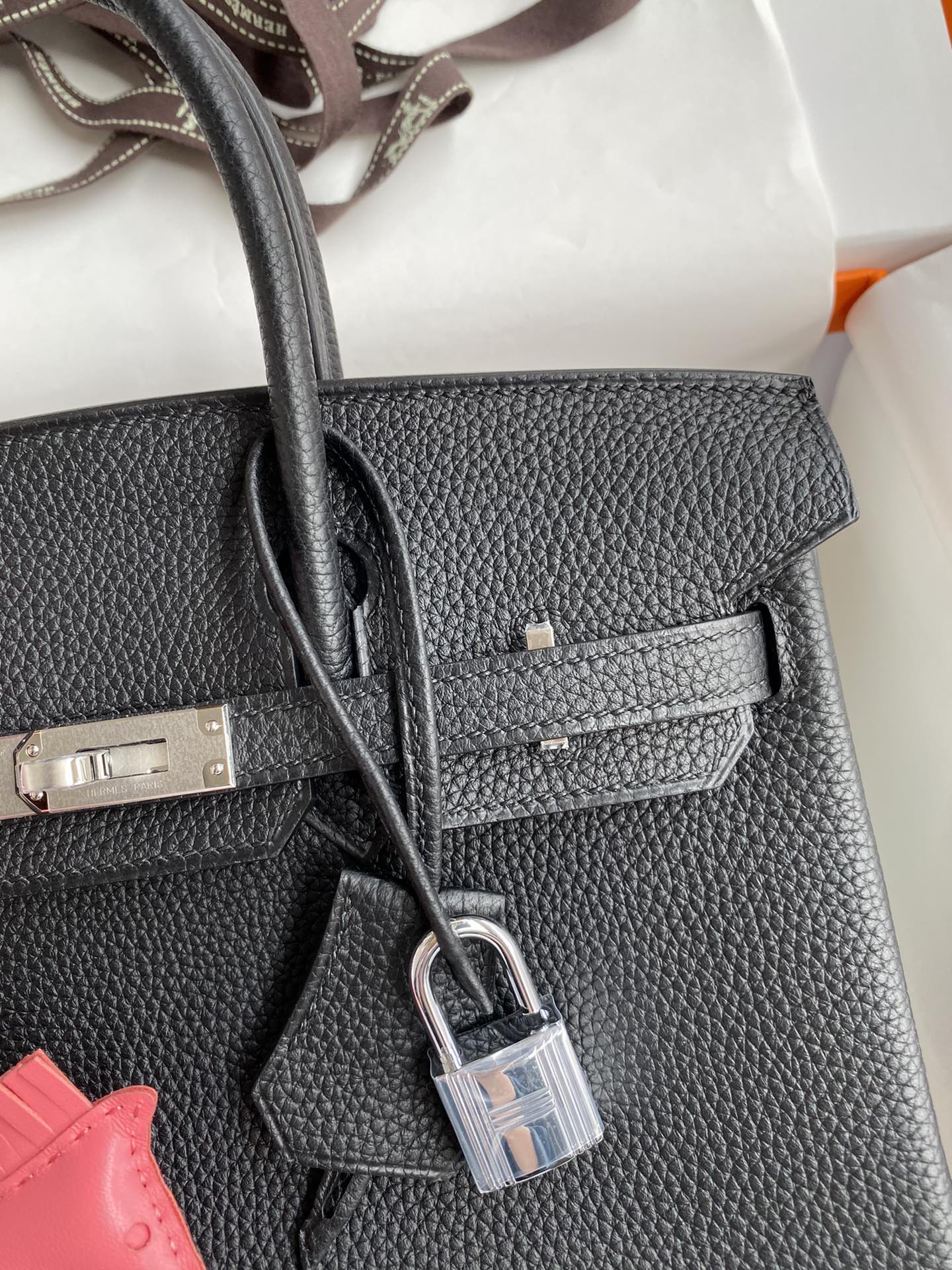 Hermès Birkin 25 Black Epsom Leather with Palladium Hardware and Rodeo Charm