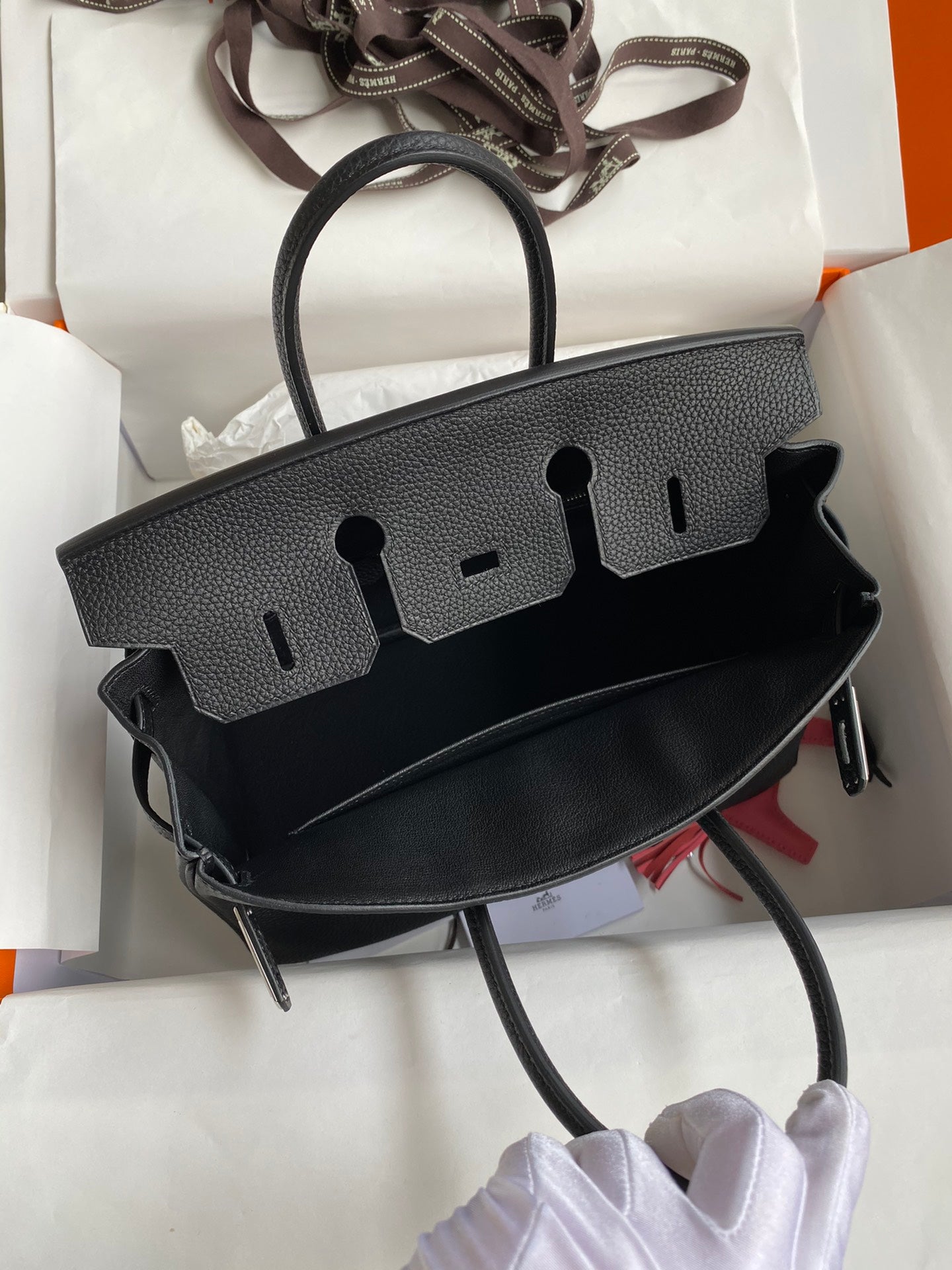 Hermès Birkin 25 Black Epsom Leather with Palladium Hardware and Rodeo Charm