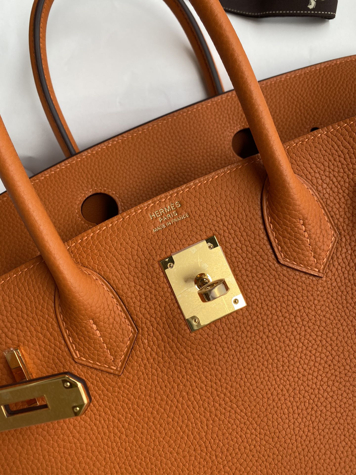 Hermès Birkin Handbag Orange Leather with Gold-Tone Hardware