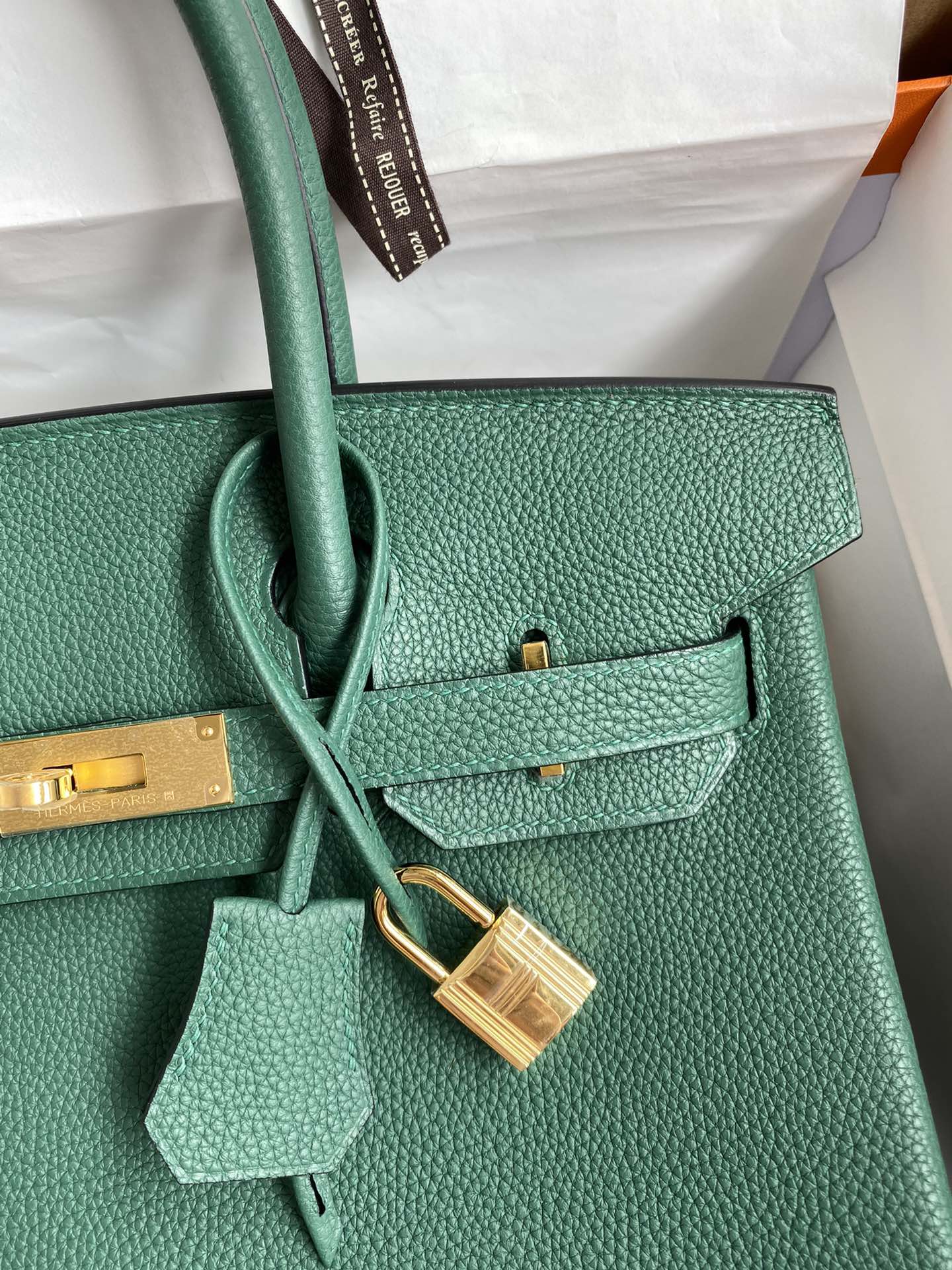 Luxury Forest Green Leather Handbag with Gold-Tone Hardware