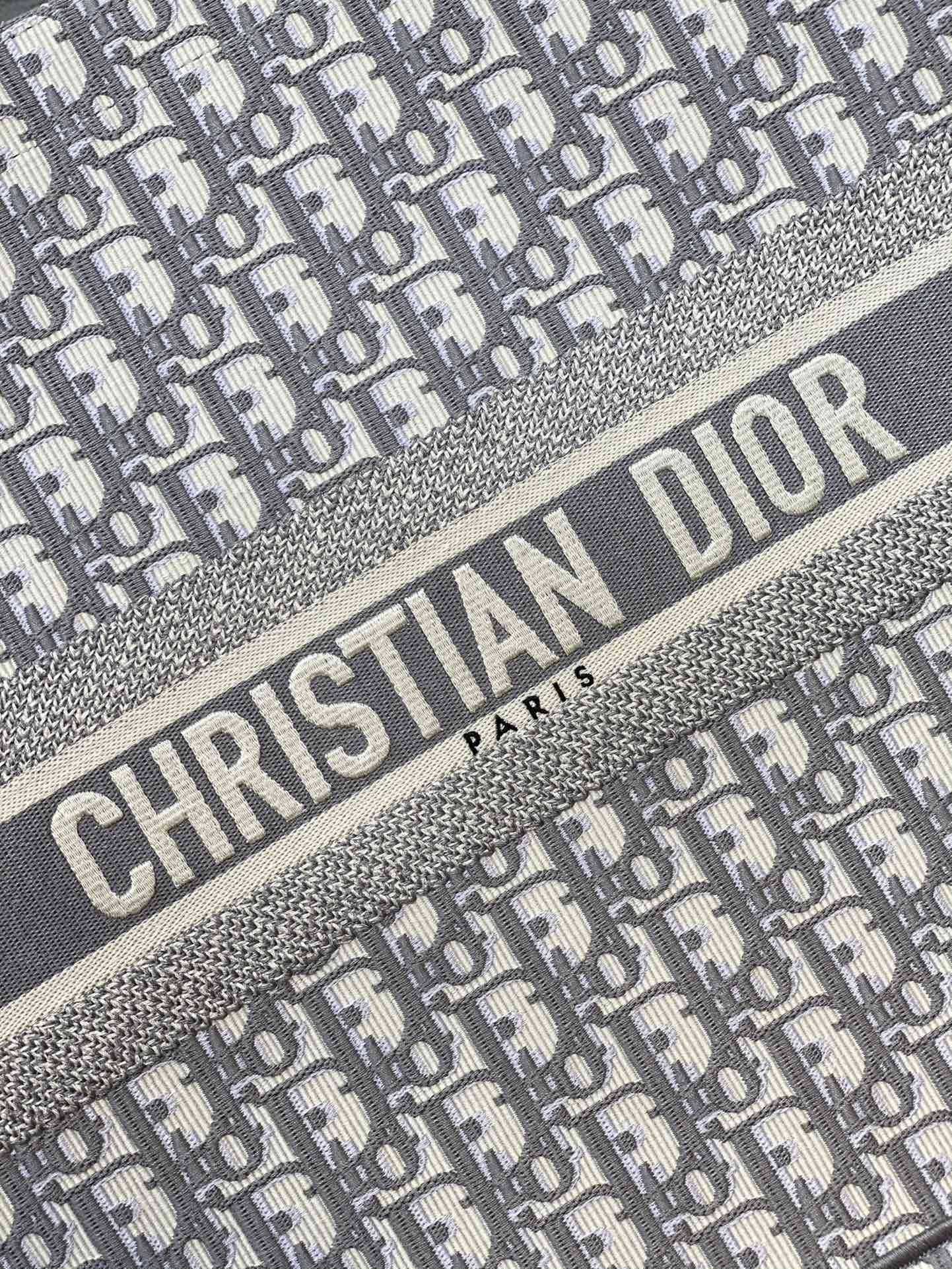 Christian Dior Gray Oblique Embroidery Book Tote Bag