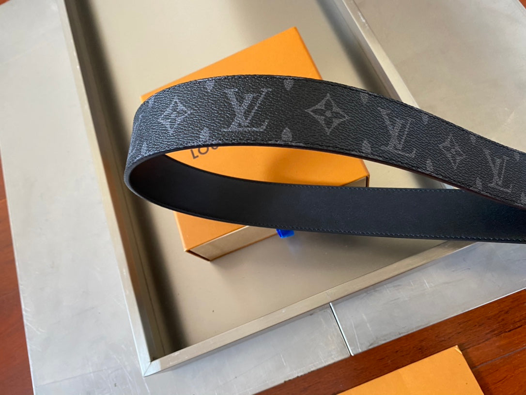 Louis Vuitton Men's LV Initials 40mm Belt Monogram Eclipse with Neon Pink and Blue Gradient Buckle