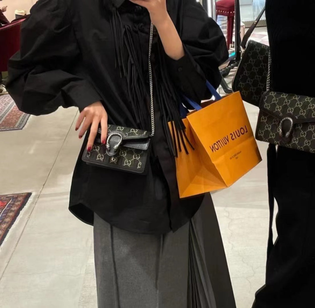 Gucci Dionysus Super Mini Bag in Black GG Denim