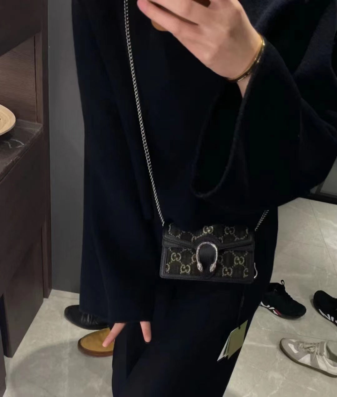 Gucci Dionysus Super Mini Bag in Black GG Denim