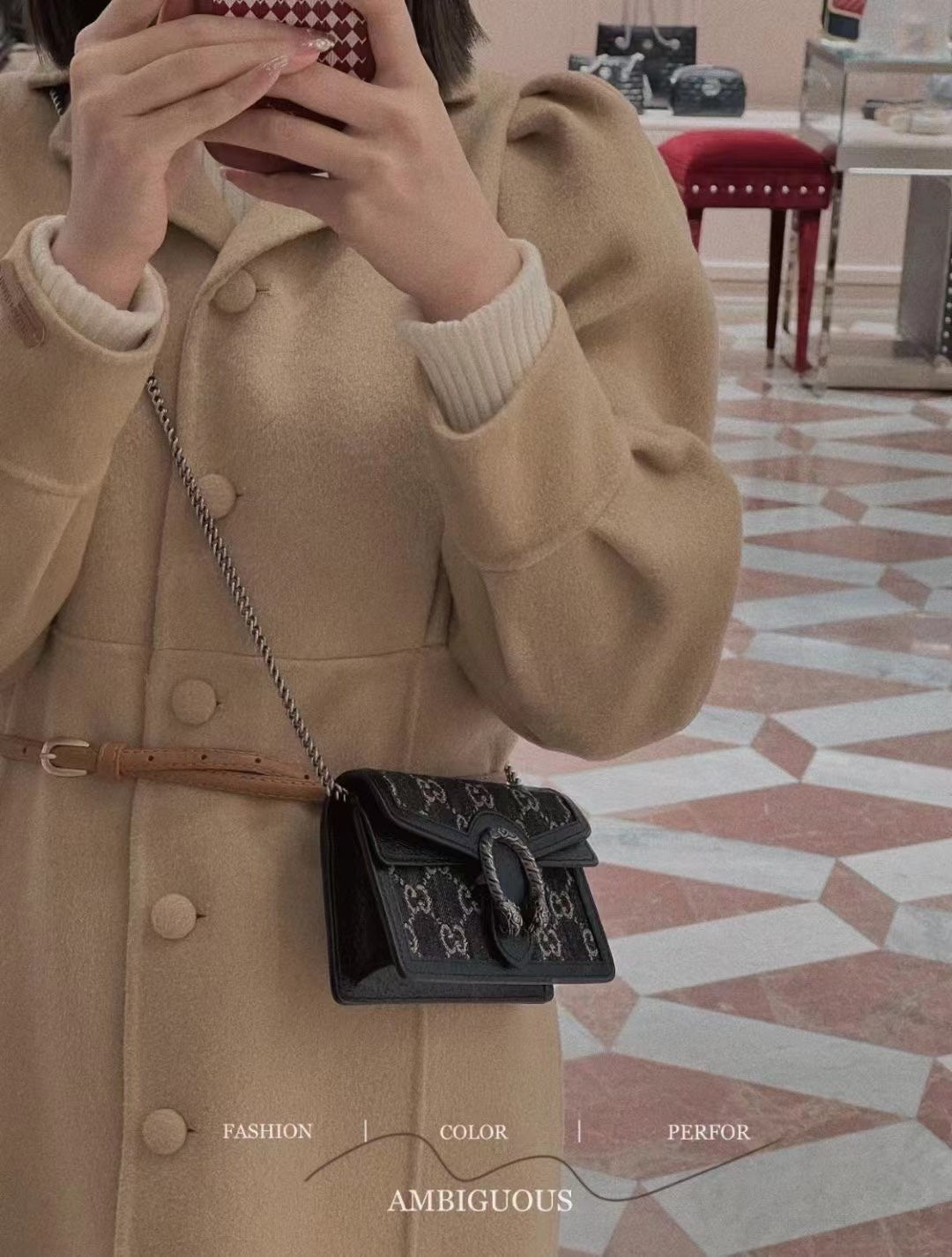 Gucci Dionysus Super Mini Bag in Black GG Denim