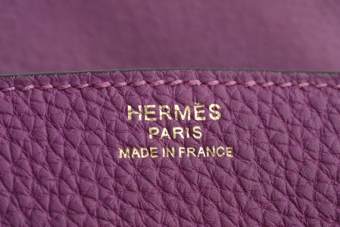 Luxury Purple Leather Handbag with Gold Hardware - Classic Designer Style