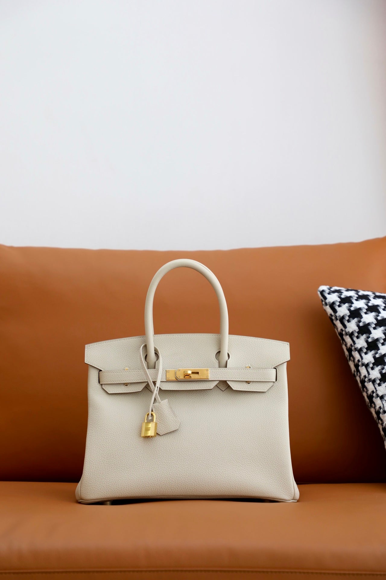 Luxury Cream Leather Handbag with Gold Hardware - Classic Top Handle Satchel