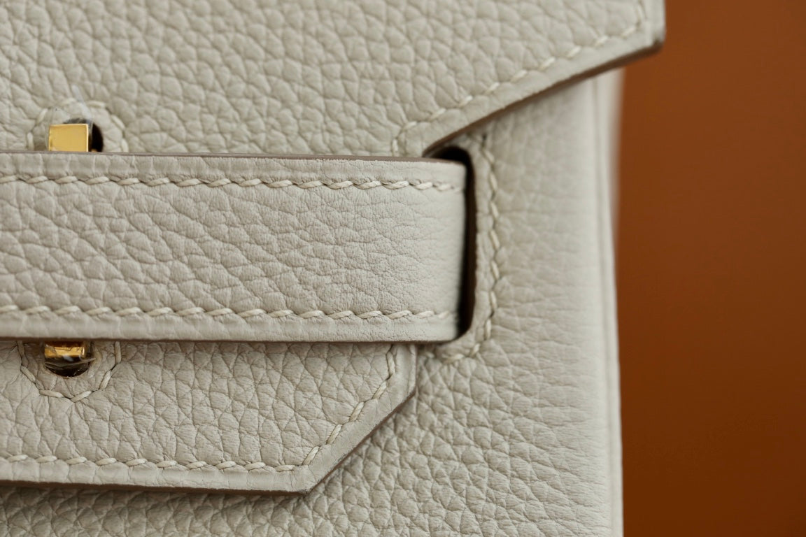 Luxury Cream Leather Handbag with Gold Hardware - Classic Top Handle Satchel
