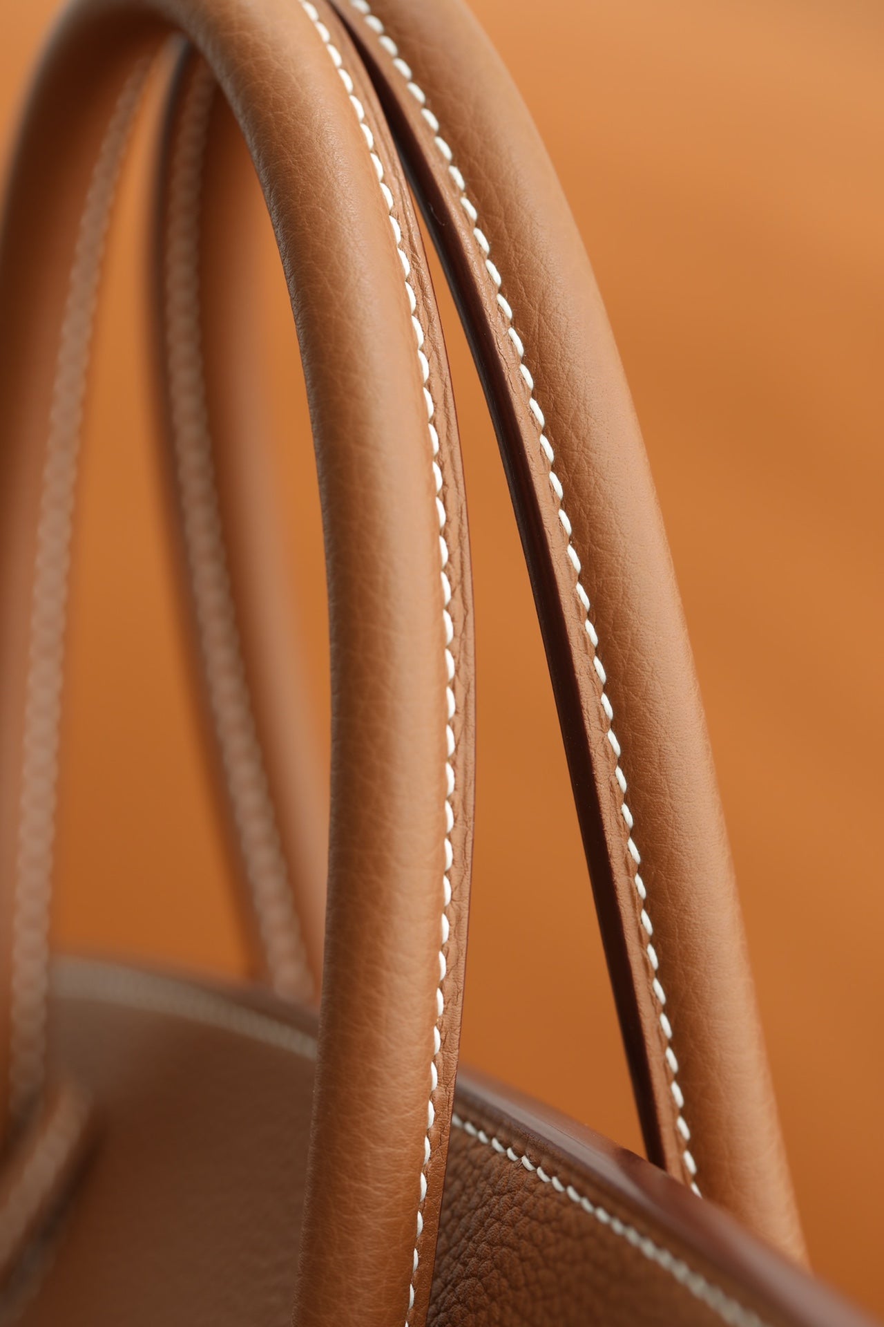 Tan Grained Leather Top Handle Satchel Handbag with Silver Padlock