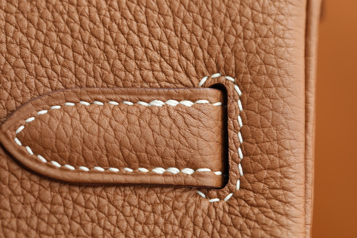 Tan Grained Leather Top Handle Satchel Handbag with Silver Padlock