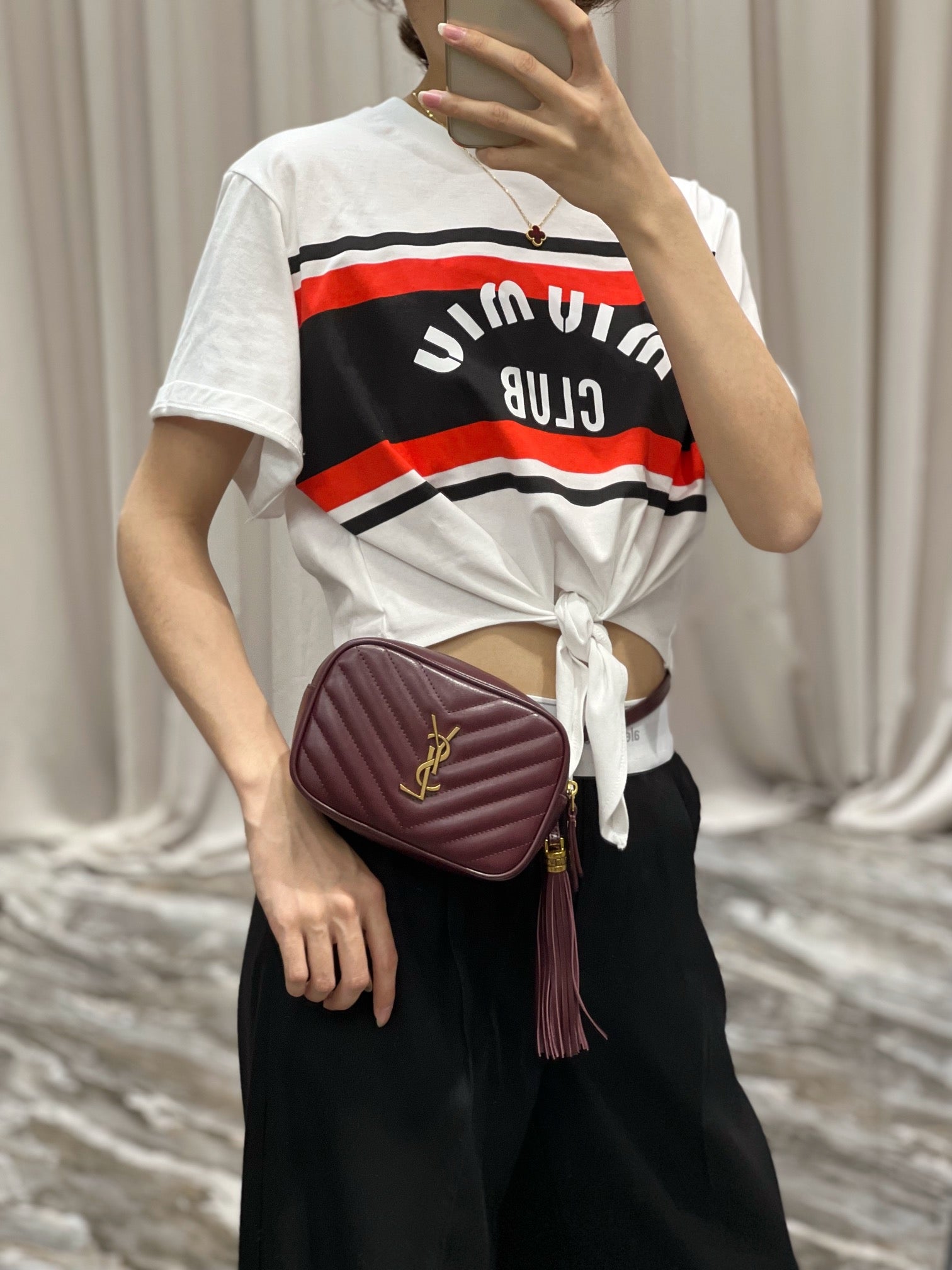Saint Laurent Lou Quilted Leather Camera Bag in Burgundy