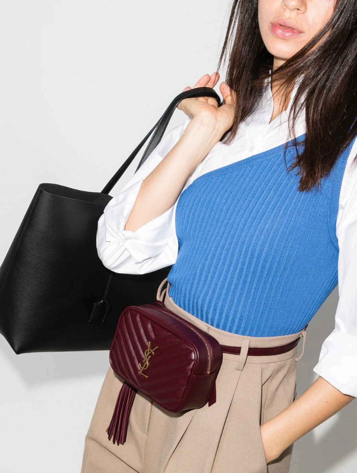 Saint Laurent Lou Quilted Leather Camera Bag - Burgundy
