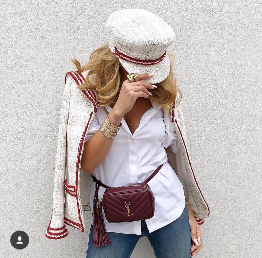 Saint Laurent Lou Belt Bag in Burgundy Matelassé Quilted Leather