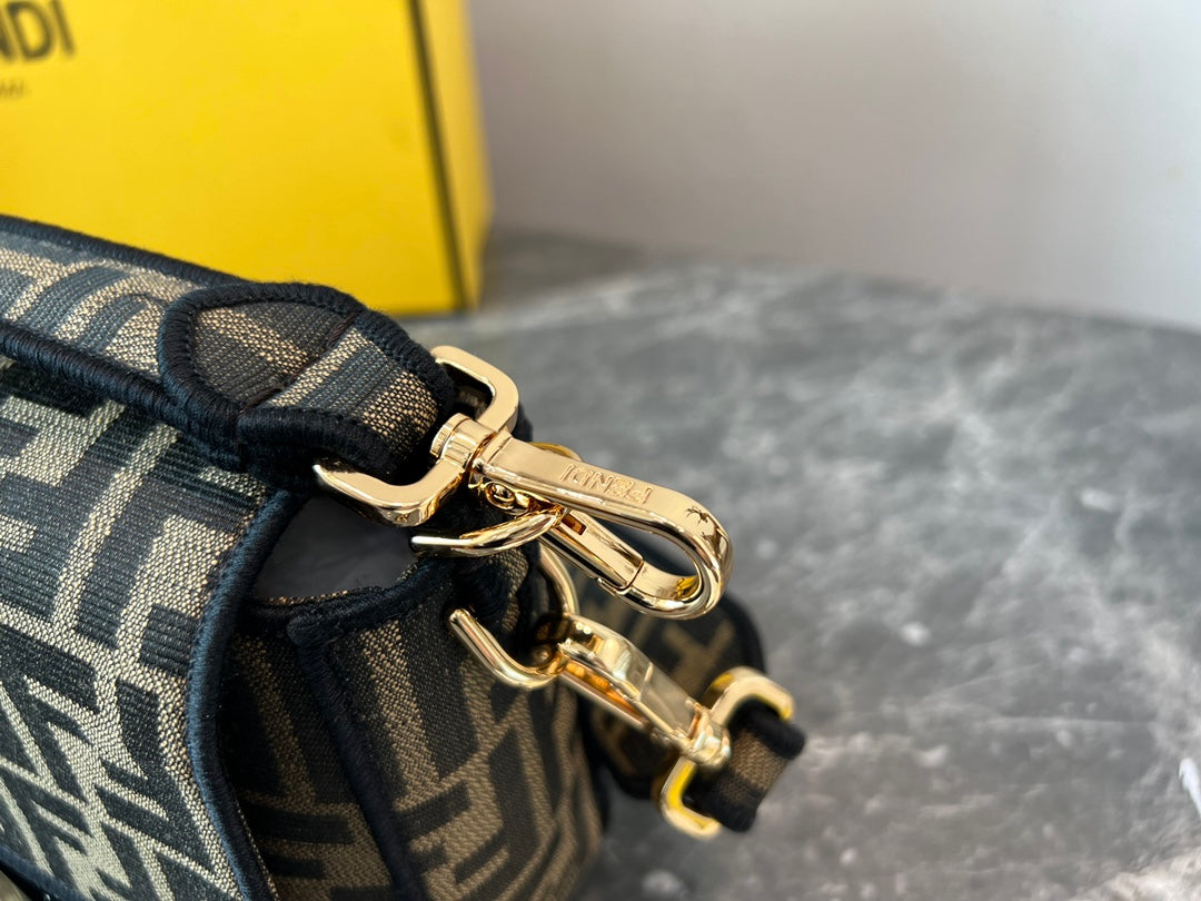 Fendi Baguette Bag FF Motif Fabric with Gold Hardware