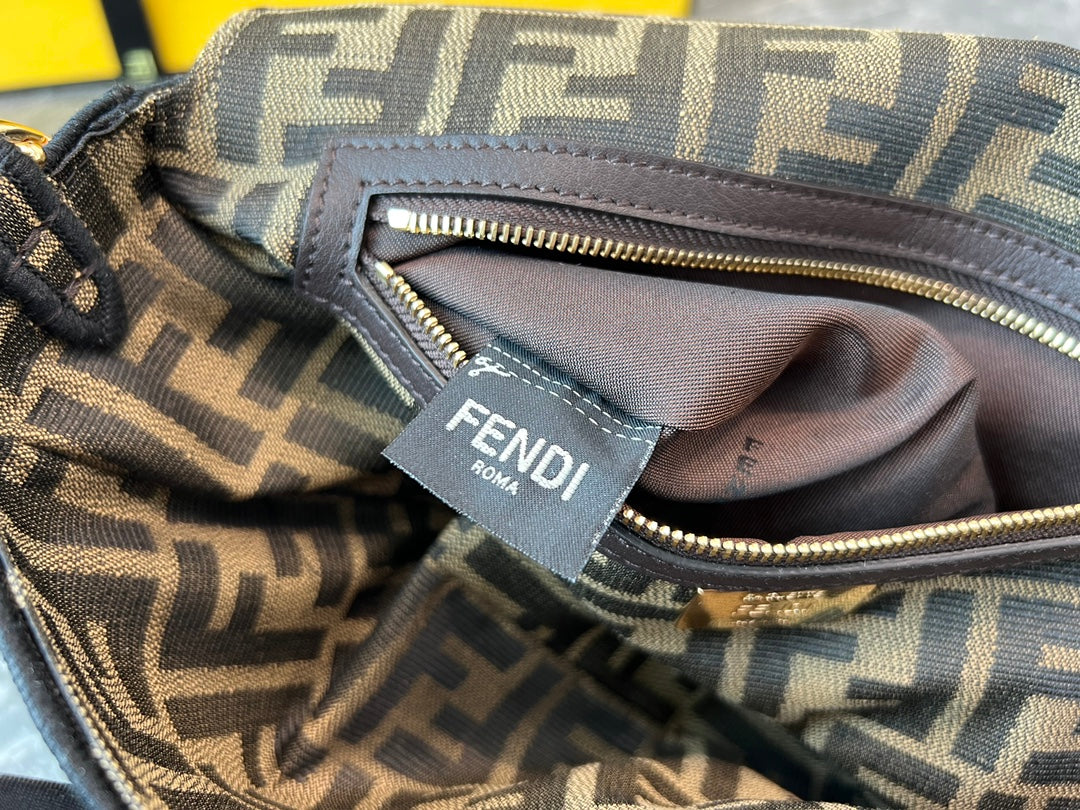 Fendi Baguette Bag FF Motif Fabric with Gold Hardware